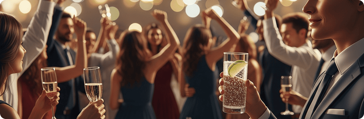 Friends celebrating with drinks